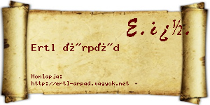 Ertl Árpád névjegykártya